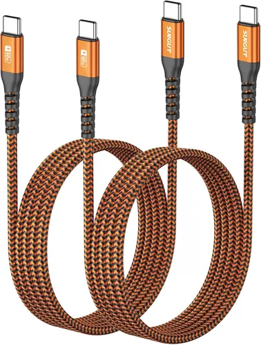 Vista 15 de SUNGUY Cable corto USB C a USB C de 1 pie [paquete de 2] de carga rápida de 60 W Naranja