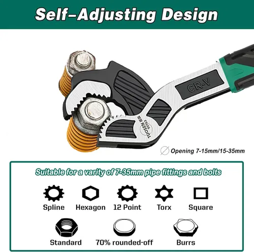 Vista 3 de Llave Ajustable de 6 Pulgadas - Ajuste Automático de Tamaño, 0.28"-0.6" (7-15MM), Ajustable con Resorte Multi-Tamaño, Llave Rápida para Auto