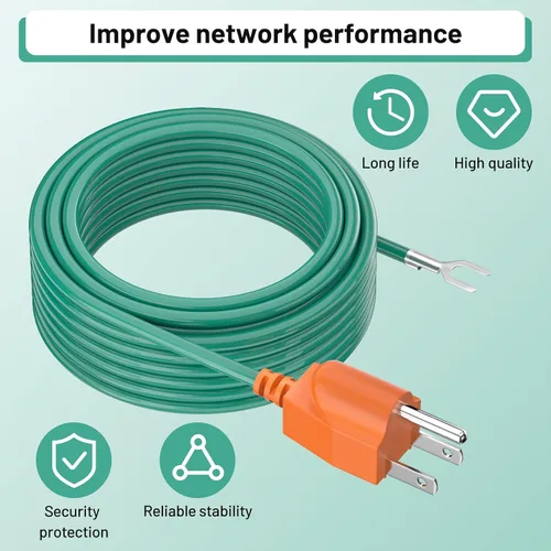 Vista 6 de Cable de extensión de conexión Ethernet blindado de 10 pies/9.8 ft, para enchufe NEMA 5-15P de 3 puntas, cable de tierra de seguridad