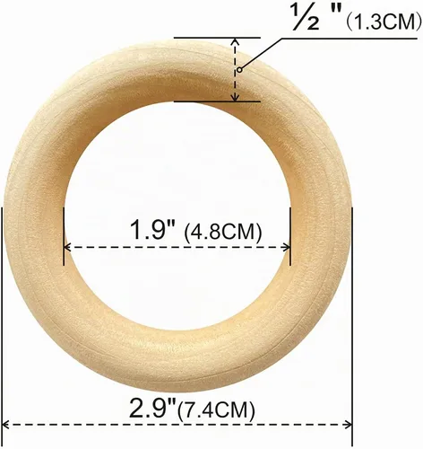 Vista 2 de 40 anillos de madera sin terminar de 2.9 pulgadas para manualidades, círculo de madera maciza natural para proyectos hechos a mano de macramé