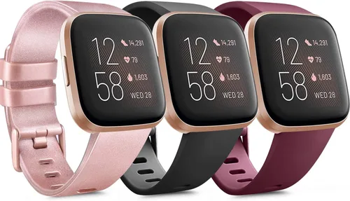 Vista 16 de PAQUETE DE 3 Bandas de Silicona Suave Compatibles con Fitbit Versa Bandas Deportivas Ajustables para Mujeres y Hombres Tallas Pequeña y Grande