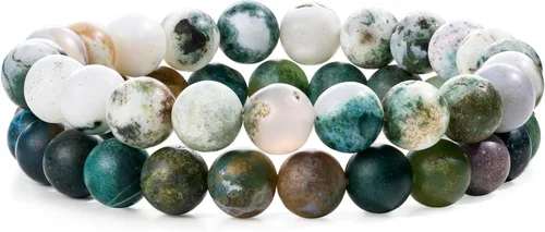 Vista 42 de Bivei - Pulsera elástica de cuentas redondas de cristales curativos semipreciosos naturales, hecha a mano, rellenadores de regalo para mujeres Ágata
