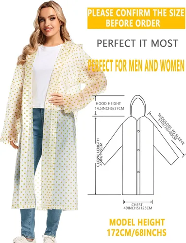 Vista 96 de 2 abrigos de lluvia de Borogo para adultos, chaquetas de lluvia reutilizables para hombres y mujeres