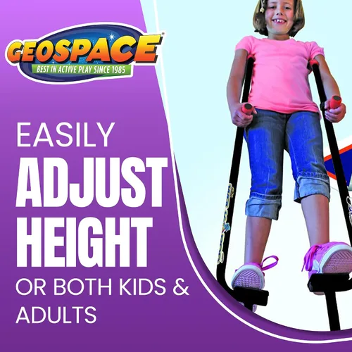 Vista 2 de Geospace Walkaroo Xtreme - Zancos de acero ajustables para niños, juego en interiores y exteriores, ejercicio, zancos de acero para adultos, hasta