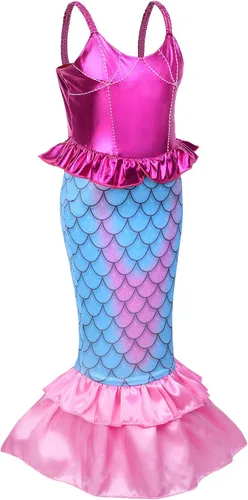 Vista 2 de Uhdear Disfraz de sirena para niñas vestido de princesa con accesorios