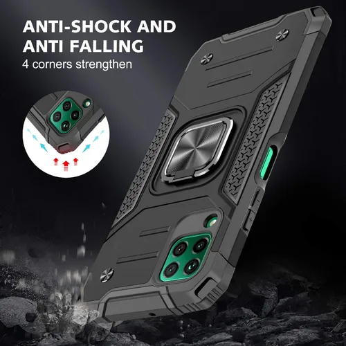 Vista 6 de Asuwish Funda compatible con Huawei P40 Lite y protector de pantalla de vidrio templado, accesorios para celda, soporte de anillo, fundas