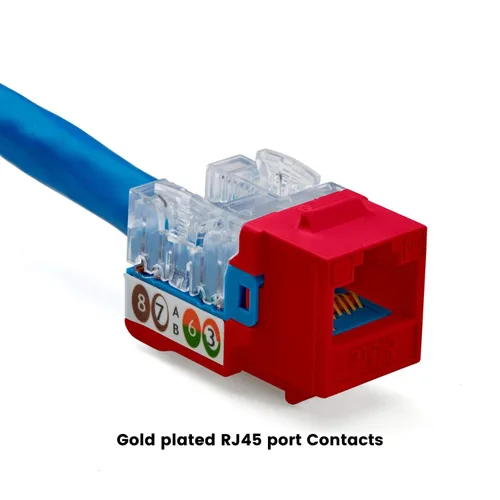 Vista 55 de TRUE CABLE Conector Keystone Cat5e, sin blindaje (UTP), perforado de 90 grados, PoE++ (4PPoE) 100W, certificación UL, verificado ETL, certificado