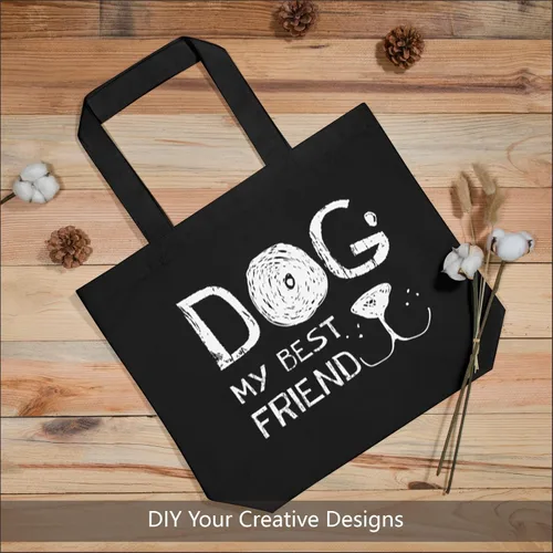 Vista 3 de TOPDesign - Paquete de 1 bolsa de lona de algodón, superfuerte, 12 onzas, bolsa para compras reutilizable, de tela, diseño moderno, en dos tonos