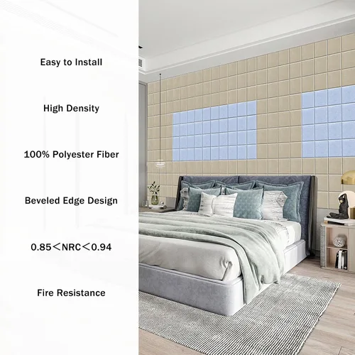 Vista 4 de SHJADE 12 piezas de paneles acústicos cuadrados autoadhesivos, panel acústico de alta densidad de 12 x 12 x 0.4 pulgadas, elegante acolchado Blanco
