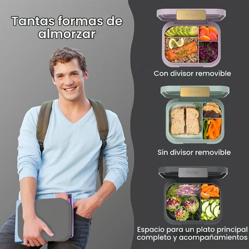 Vista 3 de Bentgo Modern lonchera Bento para adultos y adolescentes; 3-4 compartimentos, resistente a fugas, capacidad de 5.5 tazas/44 onzas líquidas, clips