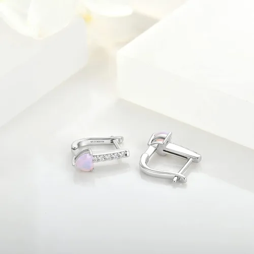 Vista 4 de JO WISDOM Pendientes de aro de plata de ley 925 AAA Cubic Zironia Oval Hoop Pendientes con chapado en oro blanco, joyería para mujer
