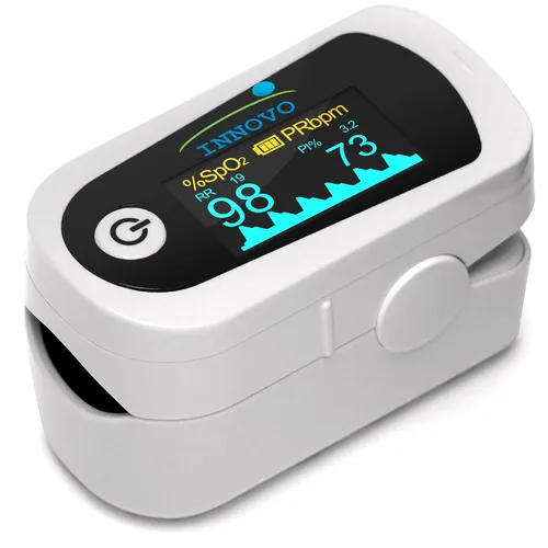 Vista 4 de Innovo Oxímetro de pulso de la yema del dedo iP900BP-B elegible para FSA/HSA, monitor de oxígeno en sangre con aplicación gratuita, pletismógrafo e