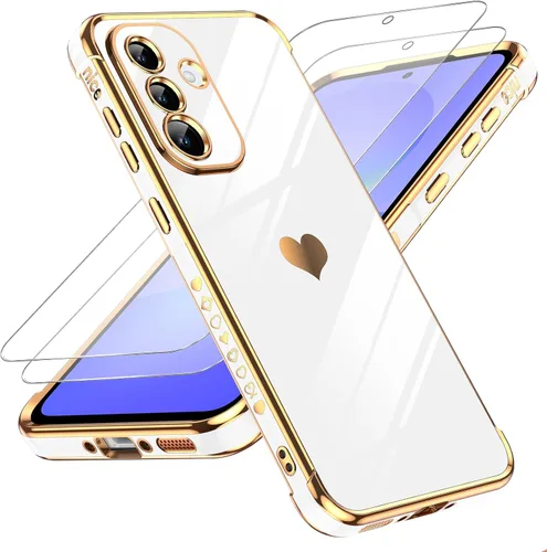 Vista 106 de LeYi Funda para Motorola-G 2025: Love Heart Plating Luxury, Negro