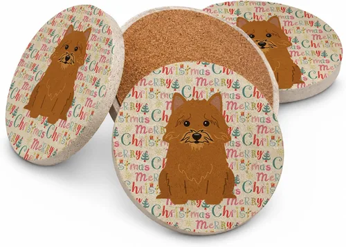 Vista 120 de Abyssinian Sand Terrier Merry Christmas - Posavasos grandes de piedra arenisca (4 unidades)