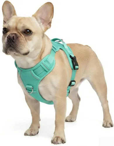 Vista 20 de Arnés sin tirones para perro, con 2 clips para correa, chaleco Oxford reflectante ajustable para mascotas con asa de fácil control para perros Negro