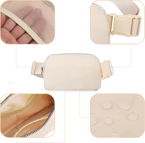 Vista 7 de ZPN Mini riñonera cruzada para mujer y hombre, Cremoso