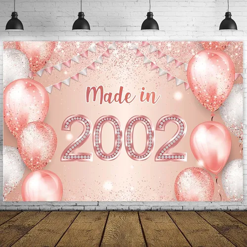 Vista 10 de Cartel de feliz cumpleaños número 50 en oro rosa hecho en 1973 con texto en inglés "Cheers to 50 years old", confeti, telón de fondo, decoración