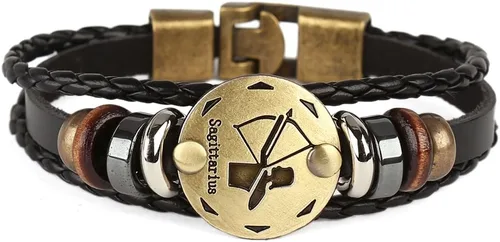 Vista 55 de Hamoery Pulsera de cuero de aleación punk para Constellation trenzada pulsera pulsera brazalete
