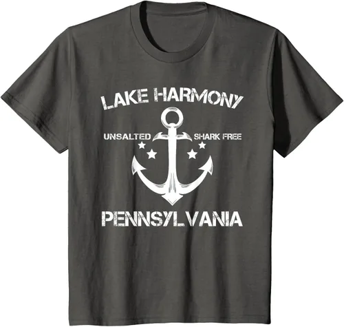 Vista 43 de Playera divertida de Lago Harmony Pennsylvania para acampada o pesca Negro