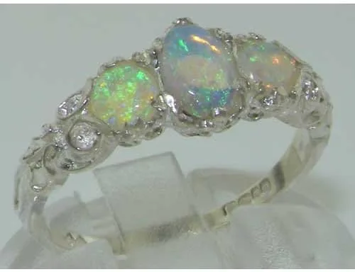 Vista 5 de LetsBuyGold Anillo de plata de ley 925 con ópalo auténtico para mujer