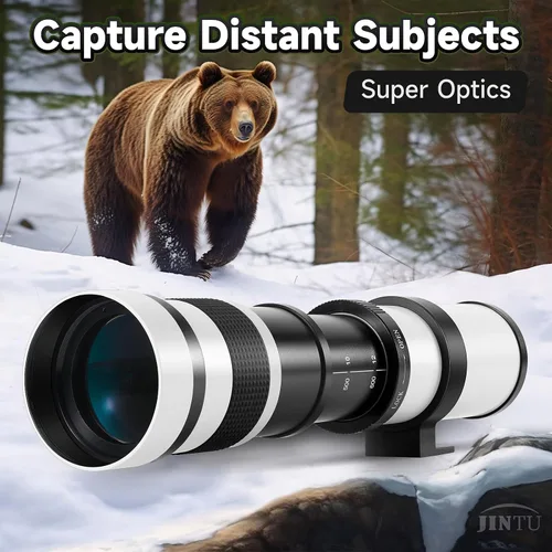 Vista 4 de JINTU 420-1600mm F/8.3 Lente de Zoom Telefoto Enfoque Manual para Lentes de Montura EF de Canon 4000D 2000D 1200D T8i T7 T7i T6 T6s T6i T5 T5i 80D