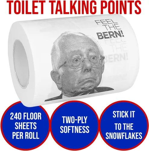 Vista 2 de Papel higiénico demócrata Bernie Sanders, divertido regalo político para republicanos, impreso a medida para elefante blanco y fiestas por Fairly