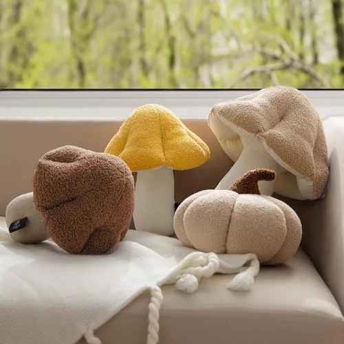 Vista 5 de Phantoscope Almohada Decorativa en Forma de Hongo, Almohadas Decorativas de Vellón Teddy Suave en Forma de Hongo, Lindo Cojín en Forma 3D para Sofá