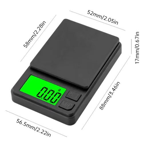 Vista 2 de Báscula de bolsillo de precisión de 35.27 oz x 0.00 oz, báscula digital de gramos, alimentos, joyas, onzas/granos con pantalla LCD retroiluminada