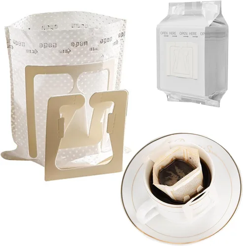 Vista 7 de SZLYTYUN 50 unidades de papel de filtro de café portátil para colgar en las orejas, café de goteo individual, bolsas de filtro de café de goteo