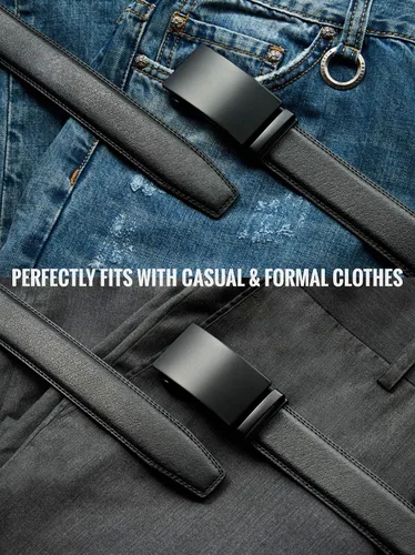 Vista 6 de CHAOREN - Cinturón para hombre - Cinturón de trinquete de cuero de 1 3/8 pulgadas para pantalones de vestir - Cinturón micro ajustable que se adapta
