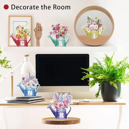 Vista 3 de 6 letreros de madera de primavera en bloque de madera, letreros de mesa de primavera rústicas, decoración de bandejas escalonadas de primavera