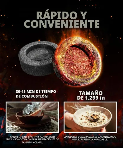 Vista 3 de Comprimidos de carbón para incienso - Tabletas de carbón de luz rápida - Rollos de carbón de 1.299 in - Paquete de 10 briquetas de carbón - Quemado