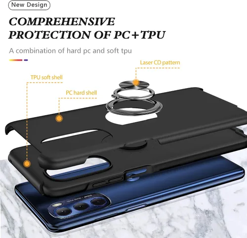 Vista 9 de Funda para Moto G Stylus 5G 2022 con película nano a prueba de explosiones, paquete de 2, funda invisible de grado militar (negro)