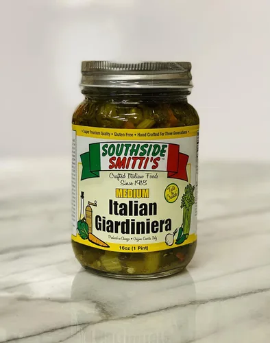 Vista 7 de SOUTHSIDE SMITTI'S - GIARDINIERA ESTILO ITALIANO - MEDIANO - 16 oz - Los mejores pimientos Giardiniera estilo Chicago - Receta original Southside