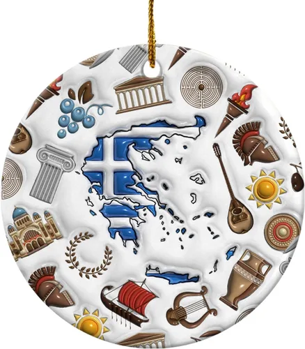 Vista 128 de Lotacy Bandera argentina argentina de Navidad de cerámica 2D impresa adorno con símbolos, decoración del hogar argentina regalos para hombres