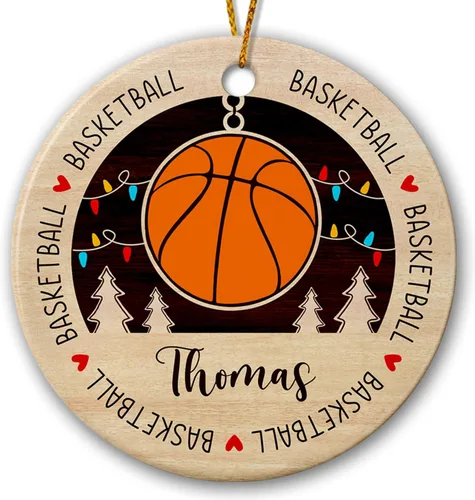 Vista 7 de Adorno de cerámica de bádminton de Navidad, regalos personalizados para jugadores de bádminton, árbol de Navidad colgante de bádminton, adorno