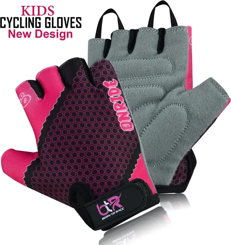 Vista 3 de Guantes de ciclismo para niños y niñas, guantes de ciclismo para scooter, BMX, ciclismo, ciclismo, equitación, guantes de medio dedo