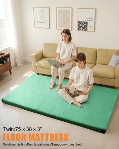 Vista 8 de Aodisman Colchón de espuma viscoelástica gruesa para campamento almohadilla para dormir, colchón enrollable portátil impermeable de 3 pulgadas