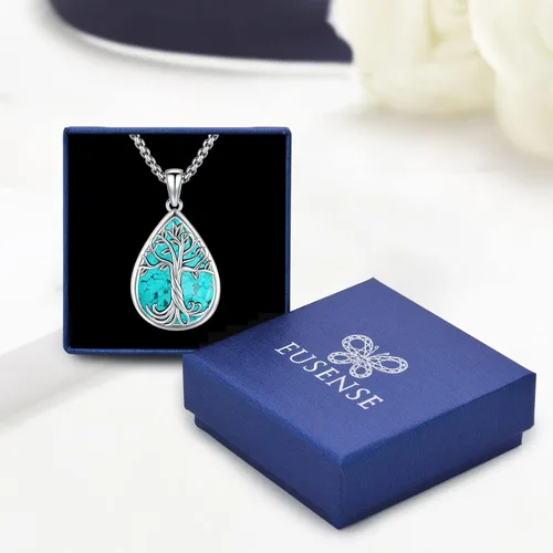 Vista 159 de Joyas de turquesa para mujeres y hombres de plata de ley 925 con colgante de urna para cenizas, collar con medallón de imagen, martillo de Thor