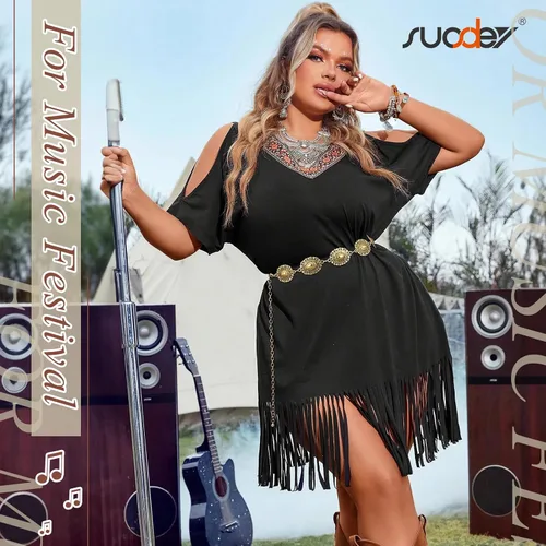 Vista 7 de SUOSDEY Cinturón de cadena de cintura de metal para mujer, cinturón de vaquero occidental para vestido de jeans