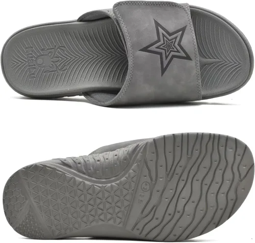 Vista 8 de KuaiLu Sandalias deportivas para hombre con cojín suave y soporte de arco para fascitis plantar, puntera abierta, ajustables, para interiores