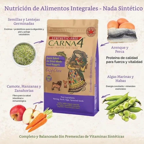 Vista 3 de CARNA4 Alimento para perros secado al aire suave y rápido, receta