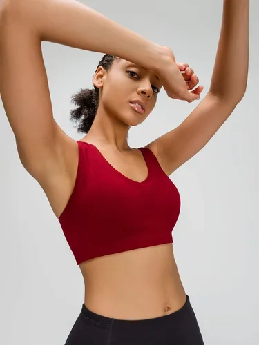 Vista 6 de FITTIN - Brasier deportivo con espalda cruzada para mujer soporte acolchado de alto impacto sin costuras para yoga gimnasio entrenamiento y Fitness