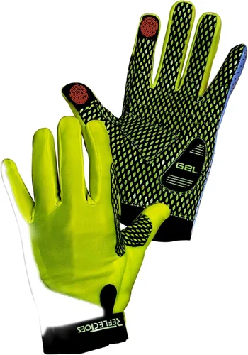 Vista 14 de Guantes reflectantes para bicicleta de verano, guantes de ciclismo fluorescentes de alta visibilidad con acolchado de gel y golpes antideslizantes