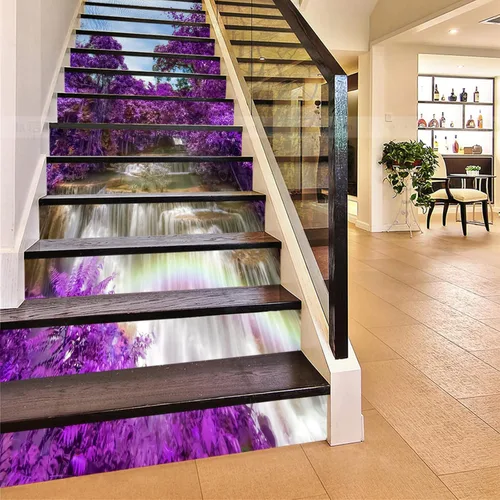 Vista 10 de artfanke 13 piezas de adhesivos 3D de amanecer en la playa - Adhesivos para escalones de pelar y pegar para decoración de hogar y oficina - 39,37" x