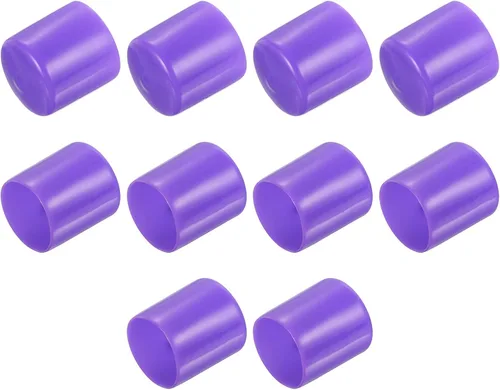 Vista 179 de uxcell 10 tapas de goma para extremos de 0.591 in de identificación, tapa de extremo redondo, protectores de rosca de tornillo, color negro