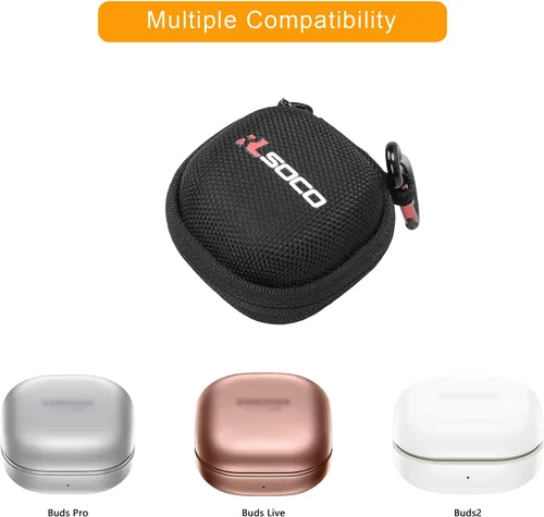 Vista 2 de RLSOCO Funda de transporte para Samsung Galaxy Buds Core/Galaxy Buds FE/Galaxy Buds 2 Pro/Galaxy Buds Pro/Galaxy Buds 2/Galaxy Buds Live True Negro