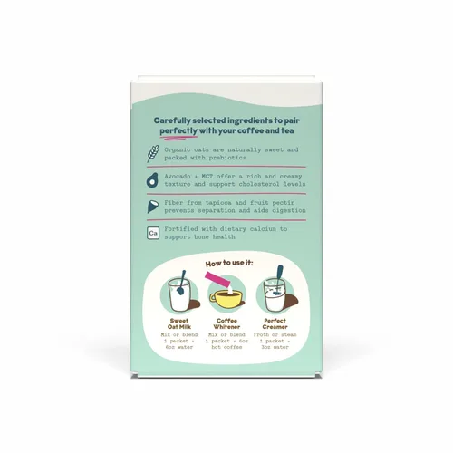Vista 5 de Crema para café de leche de avena, endulzada en caja de 10 unidades de JOI - Superalimento, vegana, sin lácteos, a base de plantas, kosher, de larga