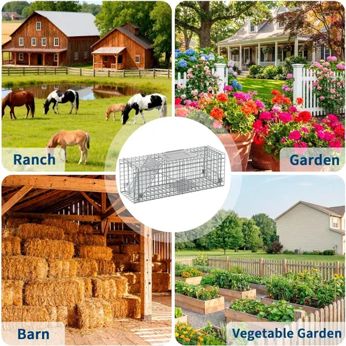 Vista 9 de Squirrels Trap Single Door Animal Traps Foldable Live Animal Trap Easy Set & Release Traps for Stray Cats Armadillos Rabbits Skunks Groundhogs 24 *
