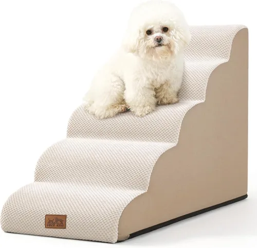 Vista 19 de COZY KISS Escaleras para perros pequeños de 11.8 pulgadas de alto, escalón curvado para cachorros, gatos mayores, rampa mediana para mascotas